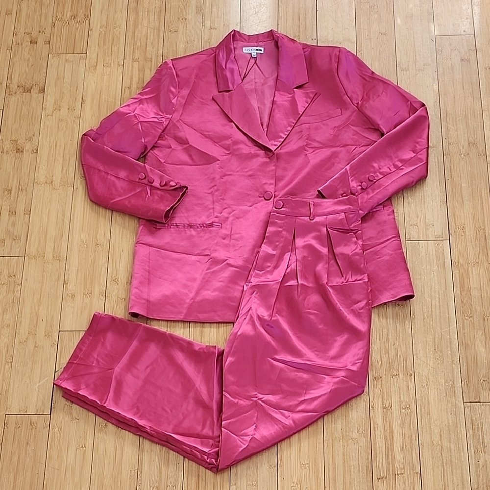 Pink Satin Womens Suit